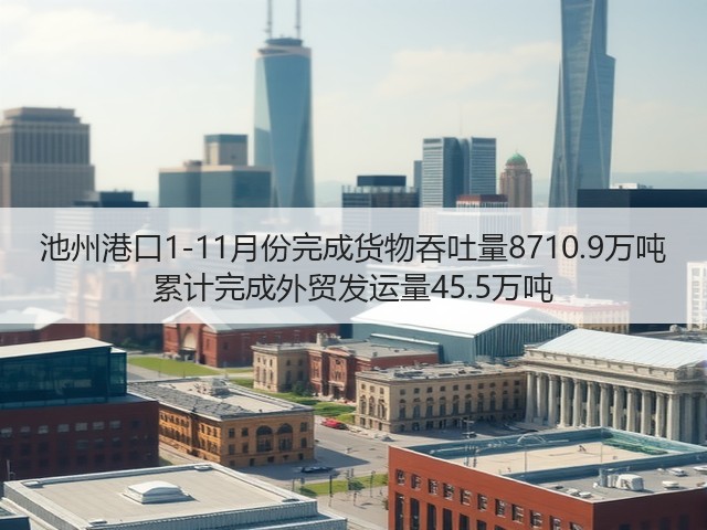 池州港口1-11月份完成货物吞吐量8710.9万吨 累计完成外贸发运量45.5万吨(图1)